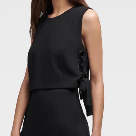 EUC DKNY Women's Wide-leg Jumpsuit With Grommet Detail - In Black - Picture 3 of 4